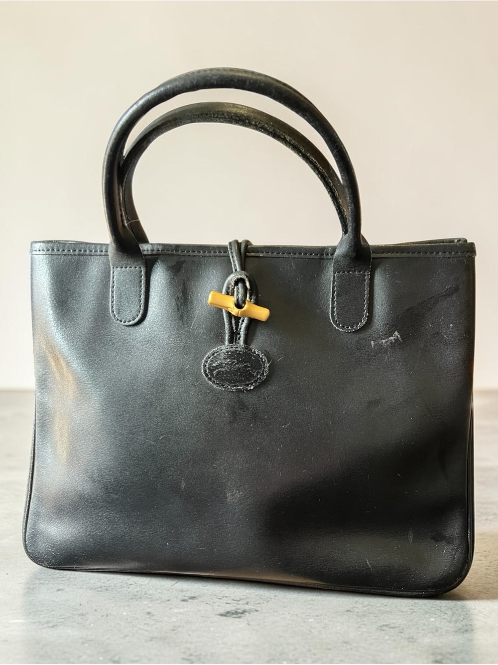Longchamp Top-Handle Tote with Toggle Accent